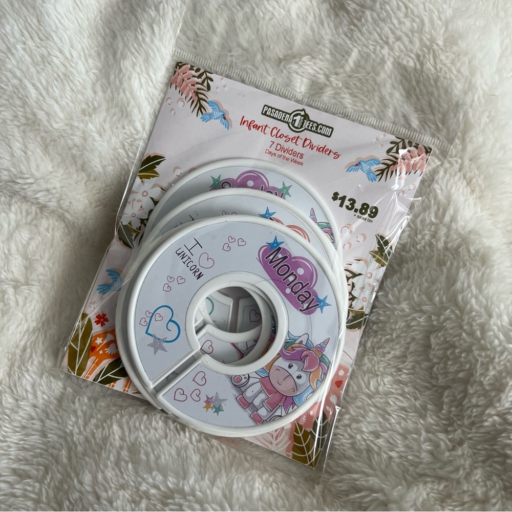 NEW 👶 Infant Closet Dividers | Days of the Week | I ❤ Unicorns (03.10.497(M-F)